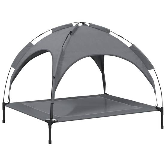 Grand Lit Chien avec Auvent Amovible Acier et Tissu Anthracite 104x86cm – ComfortXL Pet Living - Image 6