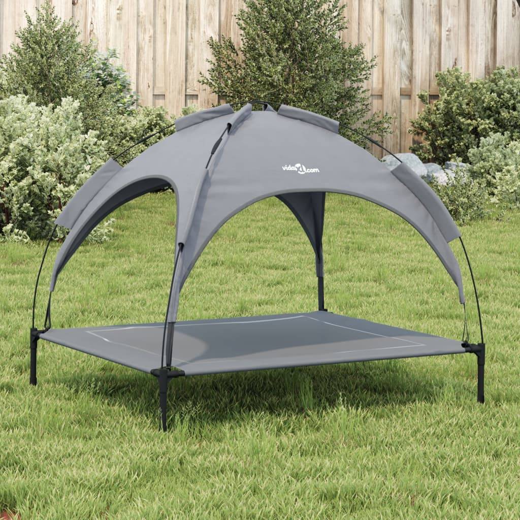 Grand Lit Chien avec Auvent Amovible Acier et Tissu Anthracite 104x86cm – ComfortXL Pet Living - Image 3