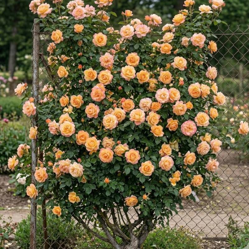 Rosier grimpant Mme A. Meilland à fleurs Rose/Jaune - feuillage Caduc - Pot de 3L - 20/40 cm - Image 3