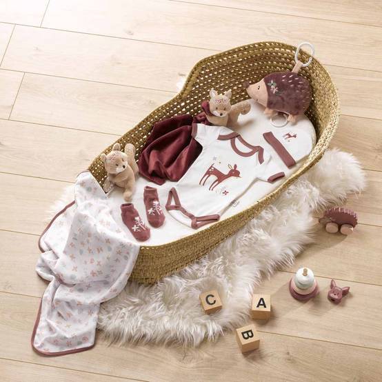 Doudou & Plaid Bébé "Forêt Magique" 80x100cm Rose - Image 2
