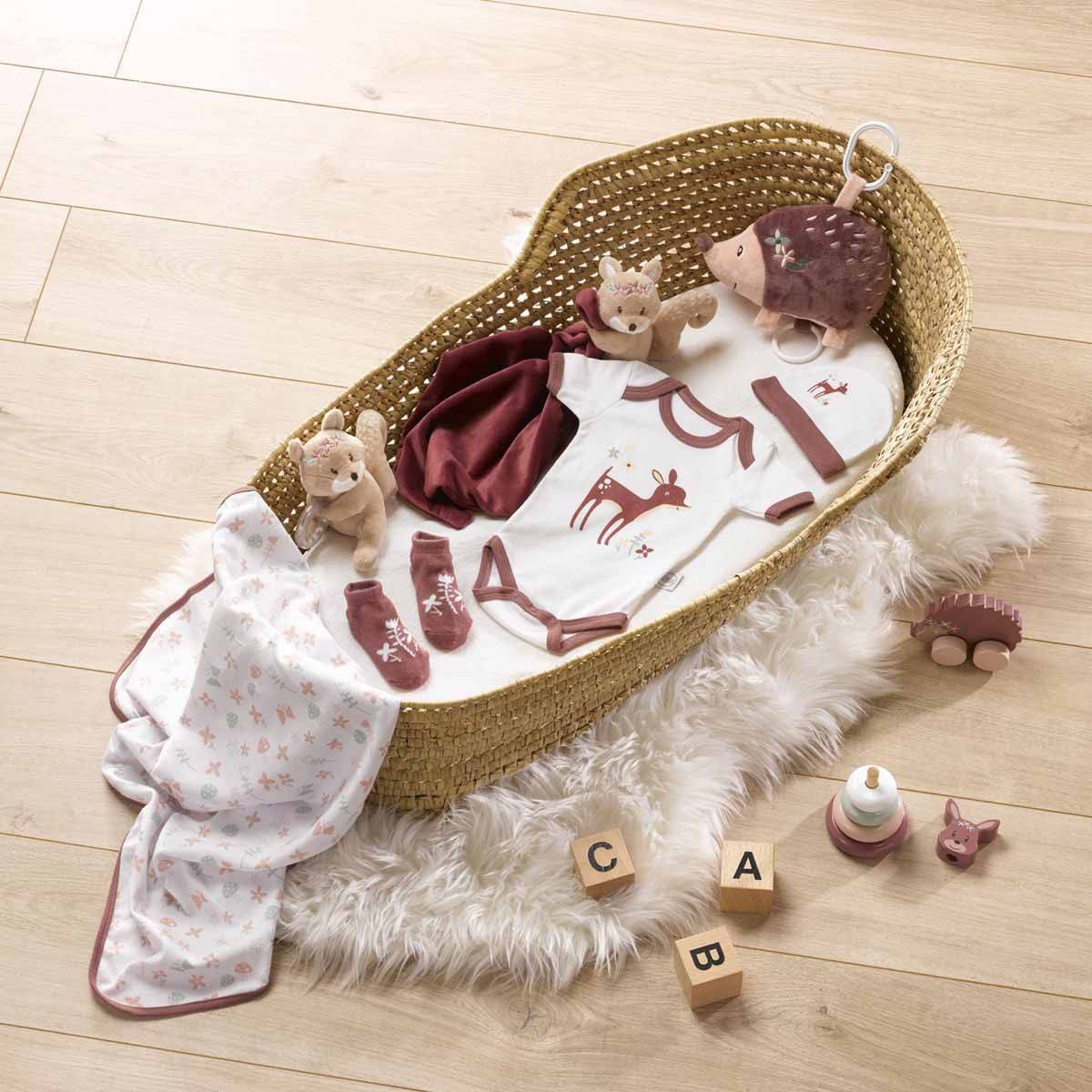 Doudou & Plaid Bébé "Forêt Magique" 80x100cm Rose - Image 2