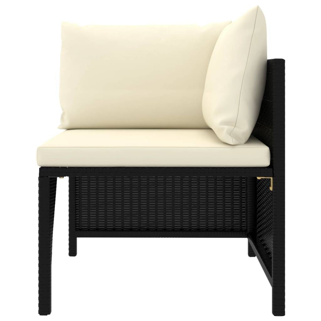 Helloshop26 - Salon de jardin meuble d'extérieur ensemble de mobilier 6 pièces avec coussins résine tressée noir - Imagen 3