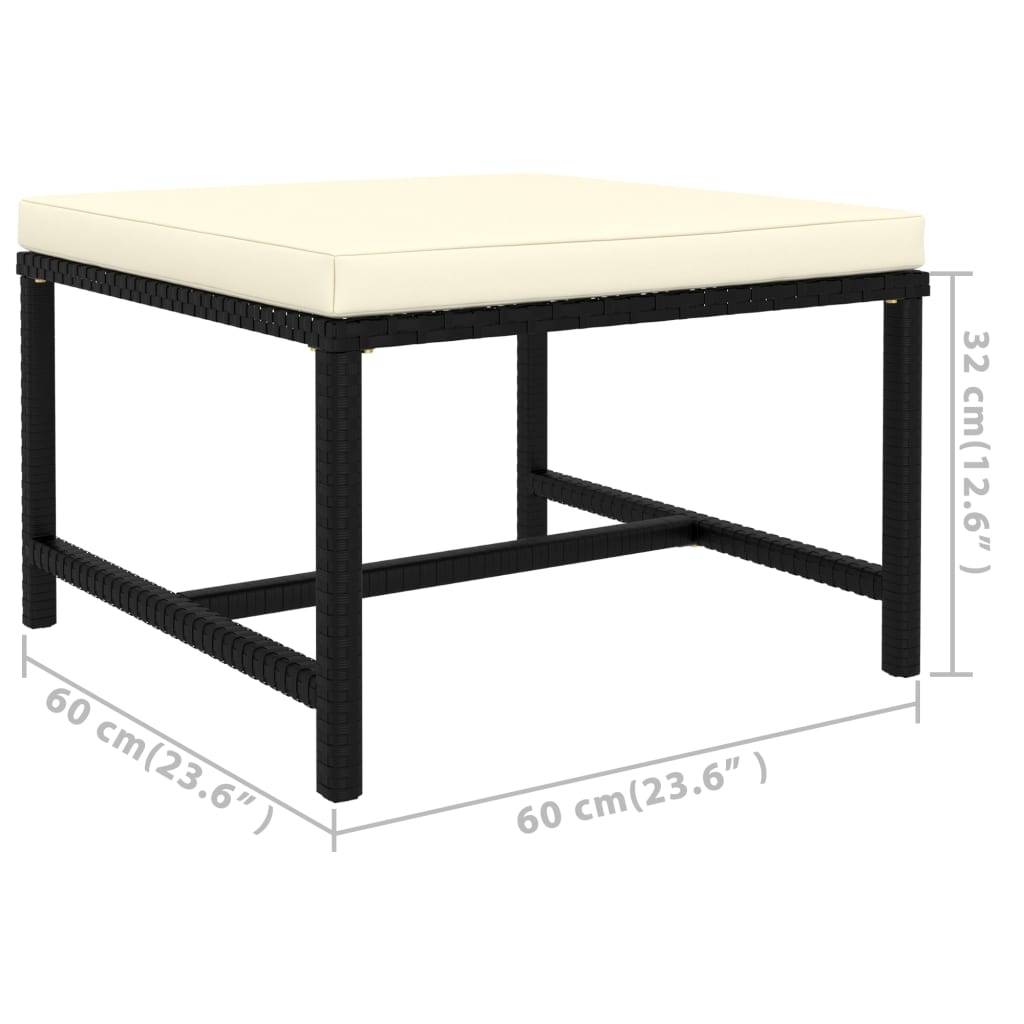 Helloshop26 - Salon de jardin meuble d'extérieur ensemble de mobilier 6 pièces avec coussins résine tressée noir - Imagen 8