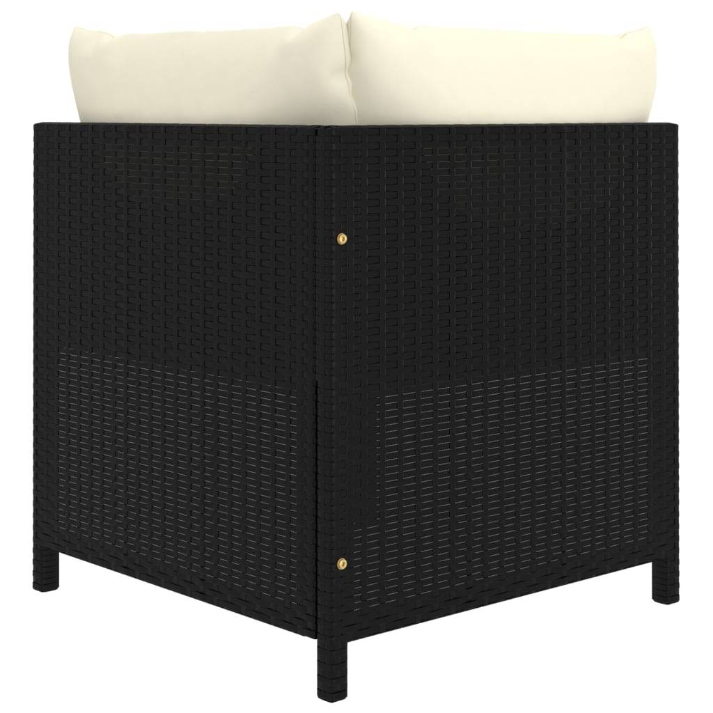 Helloshop26 - Salon de jardin meuble d'extérieur ensemble de mobilier 6 pièces avec coussins résine tressée noir - Imagen 4
