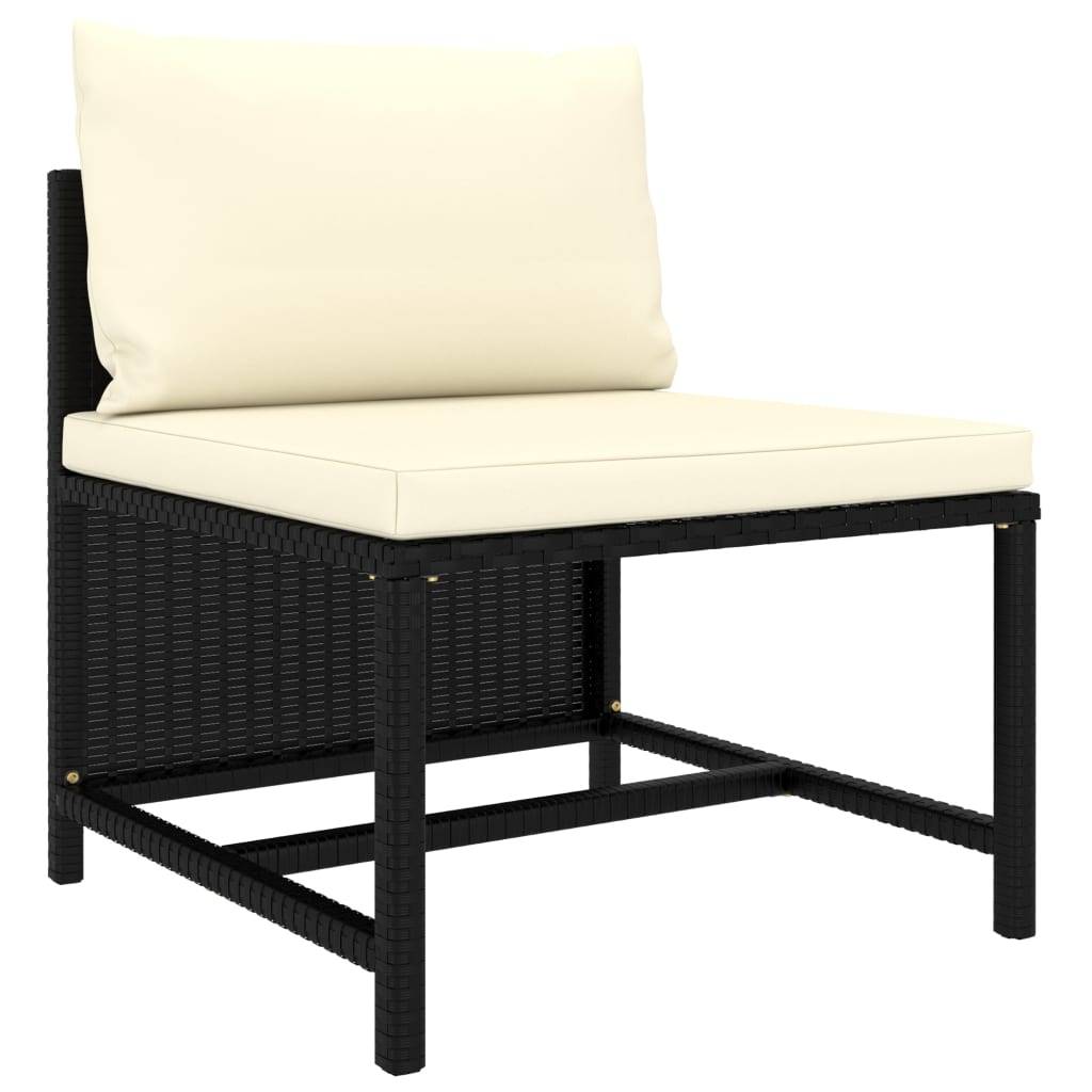 Helloshop26 - Salon de jardin meuble d'extérieur ensemble de mobilier 6 pièces avec coussins résine tressée noir - Imagen 5