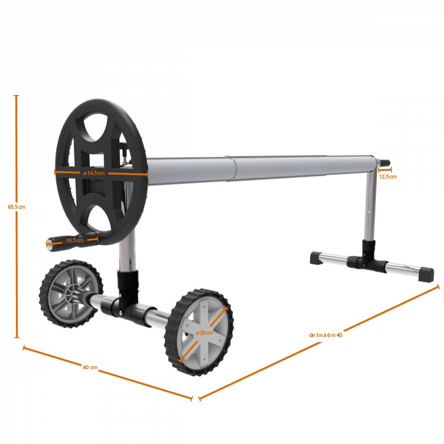 Linxor - Enrouleur de bâche à bulles pour piscine extensible de 1 m à 6 m + Système d'attache - Linxor - Imagen 2