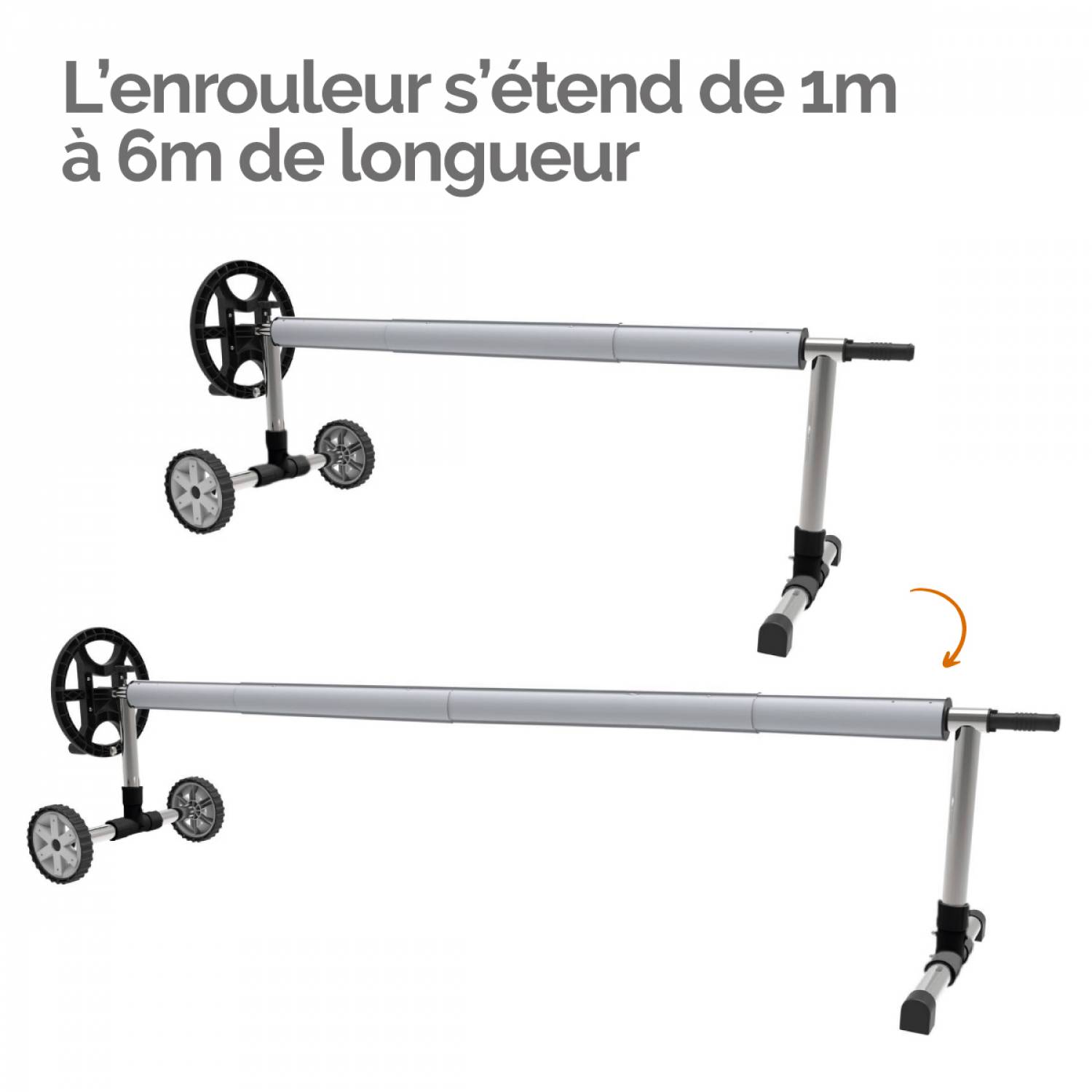 Linxor - Enrouleur de bâche à bulles pour piscine extensible de 1 m à 6 m + Système d'attache - Linxor - Imagen 4