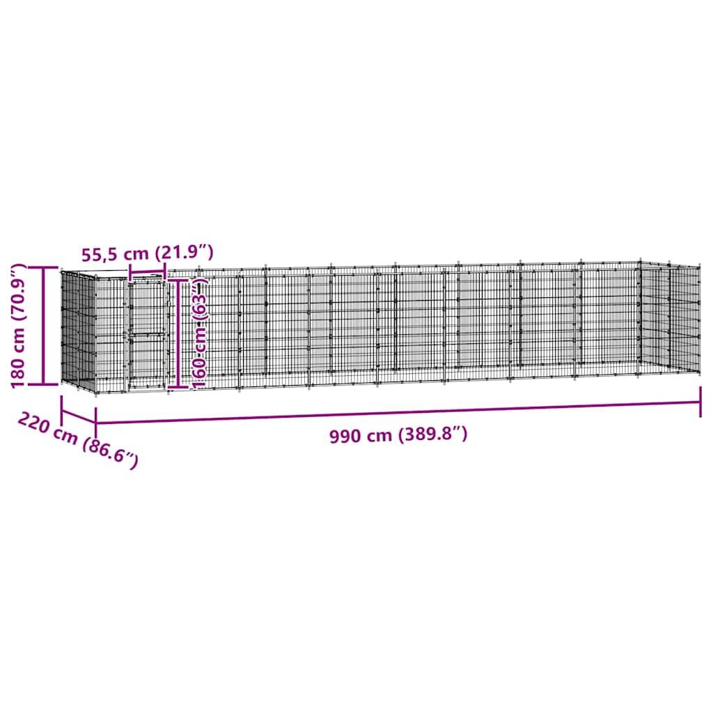 Vidaxl - Chenil extérieur Acier galvanisé avec toit 21,78 m² vidaXL 3082306 - Imagen 3