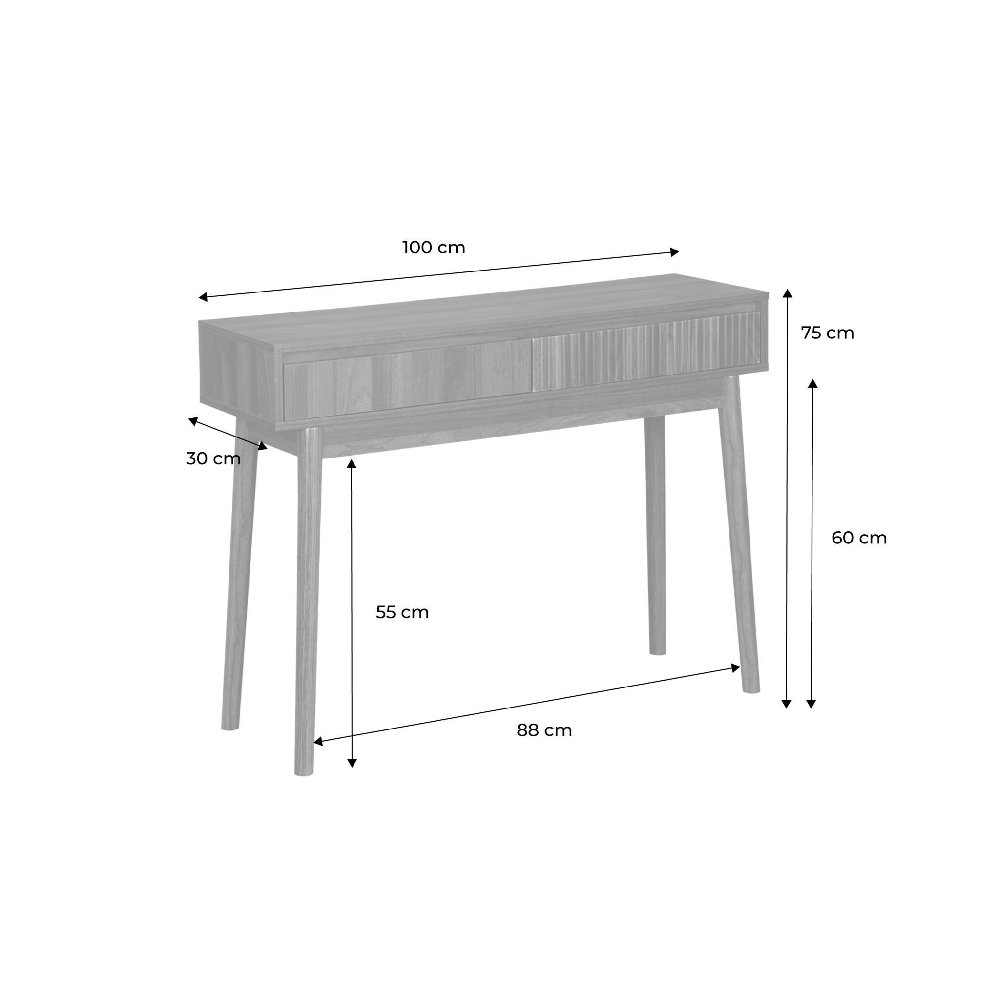 Console décor bois de noyer. 2 tiroirs - Linear | sweeek - Image 4
