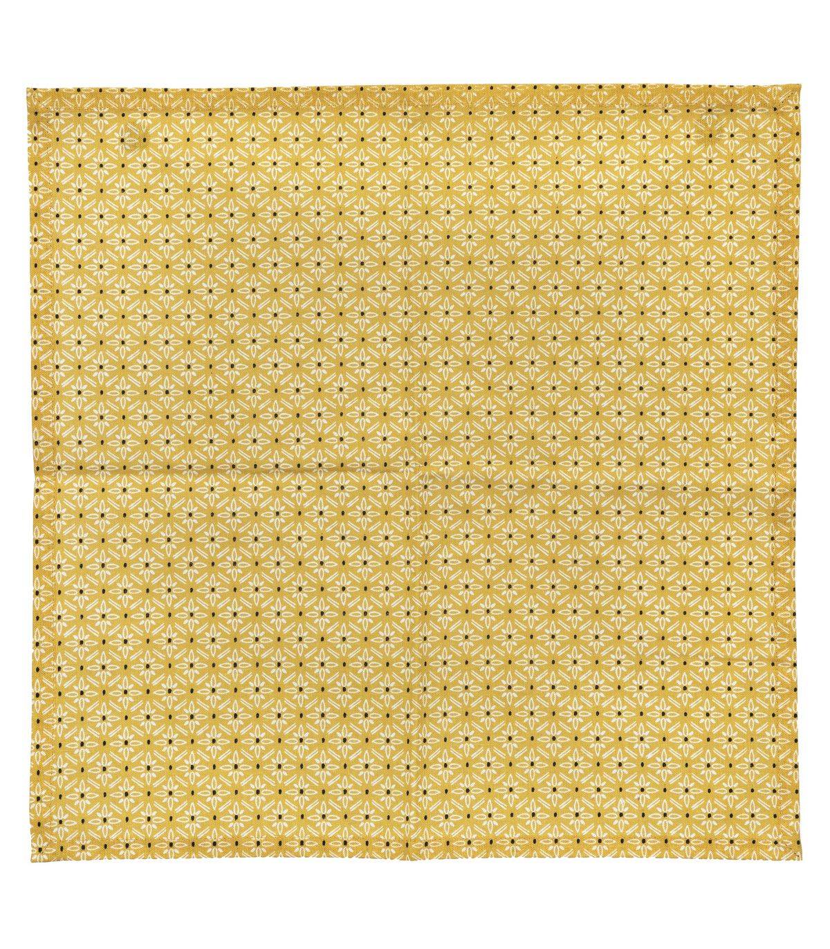 Lot de 4 Serviettes de table en Coton Ocre imprimé Paty 40 x 40 cm - Imagen 2