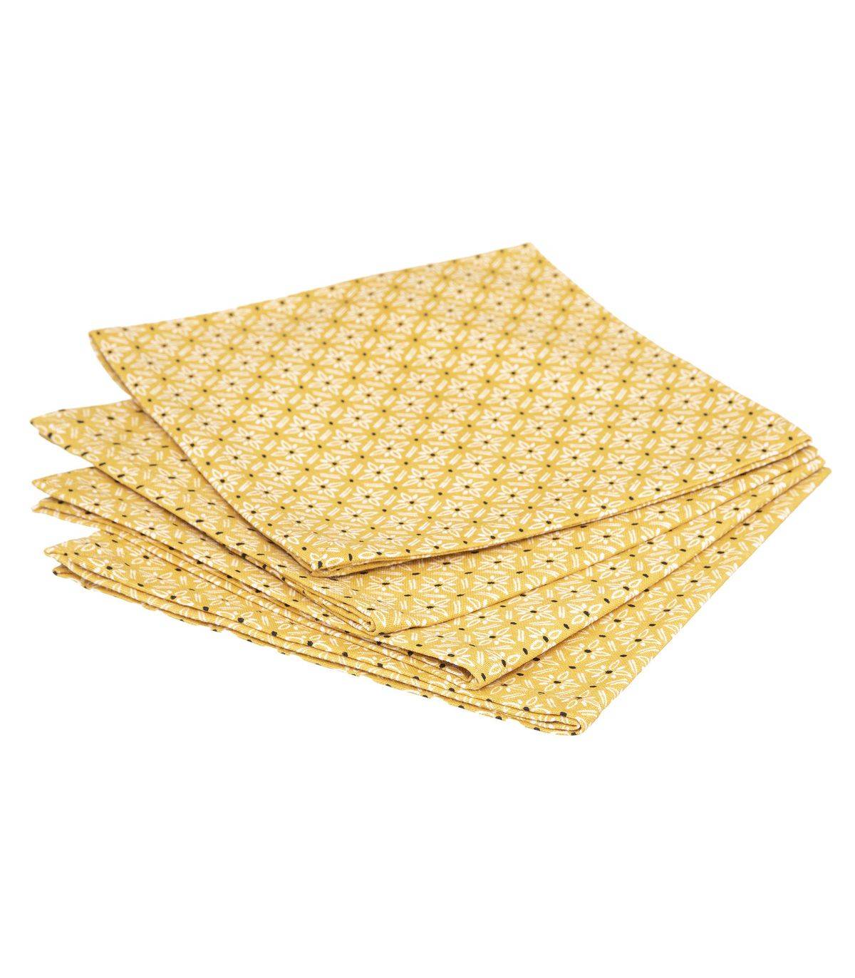 Lot de 4 Serviettes de table en Coton Ocre imprimé Paty 40 x 40 cm - Imagen 1