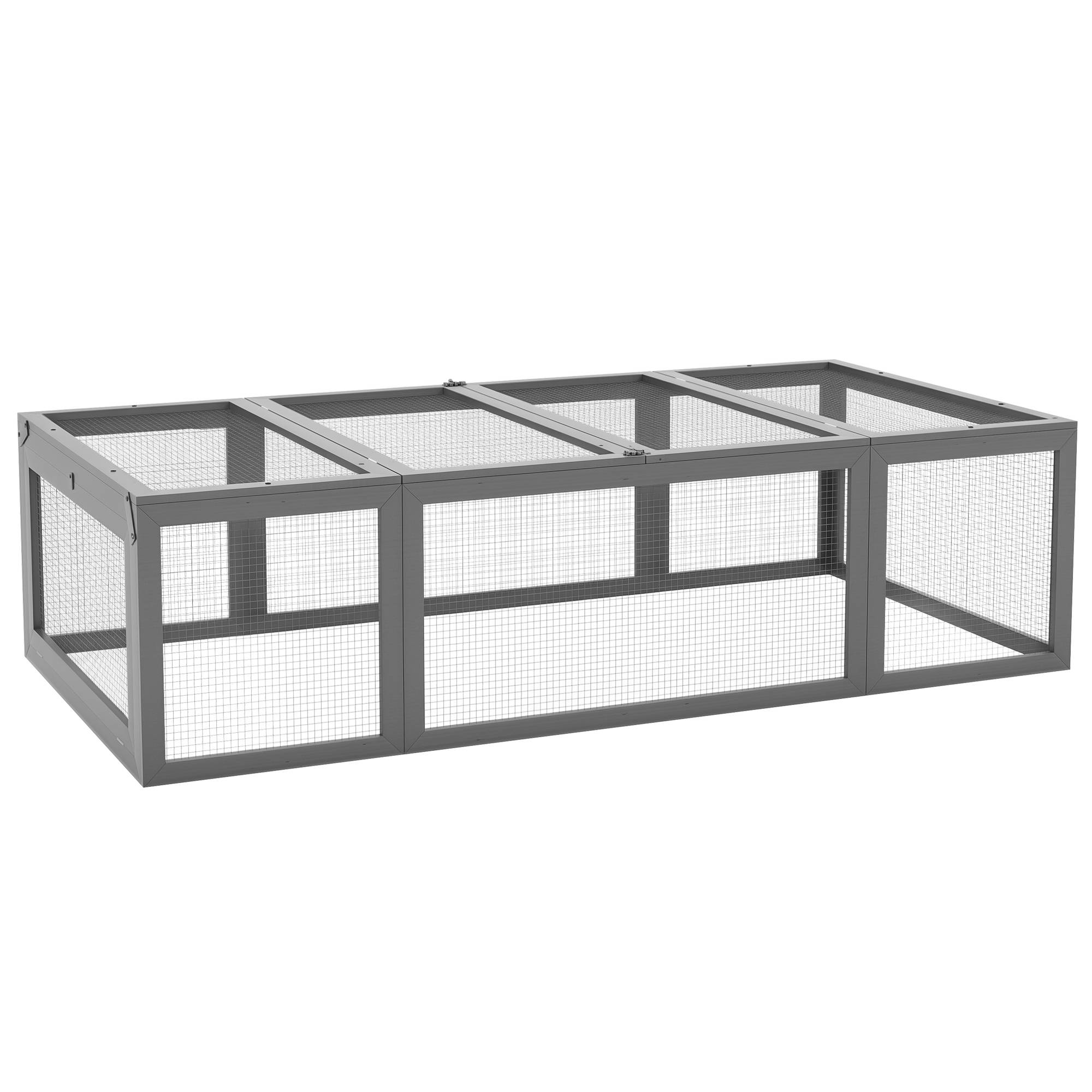 Sans Marque - Enclos extérieur petits animaux toit charnières bois sapin gris - Image 1