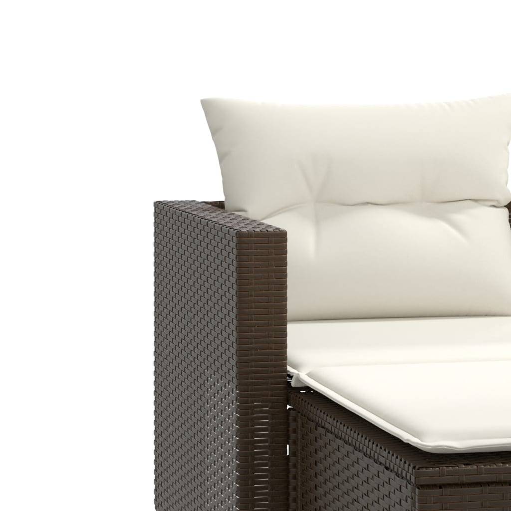 Canapé Extérieur 2 Personnes Rotin Synthétique avec Tabourets Assortis – Salon Jardin Brun – ComfortXL Outdoor Living - Image 7