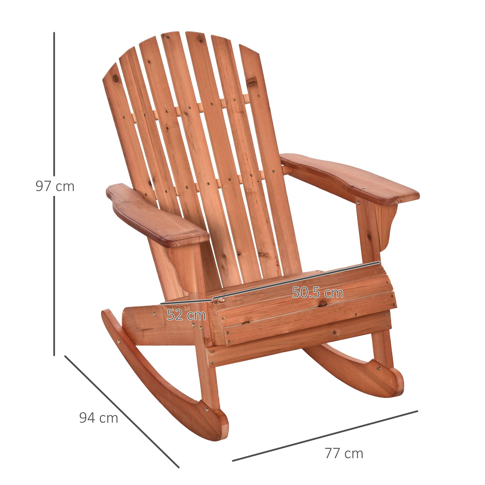 Fauteuil à bascule bois sapin jardin assise ergonomique 77x94x97cm teck - ComfortXL Outdoor Living - Image 5