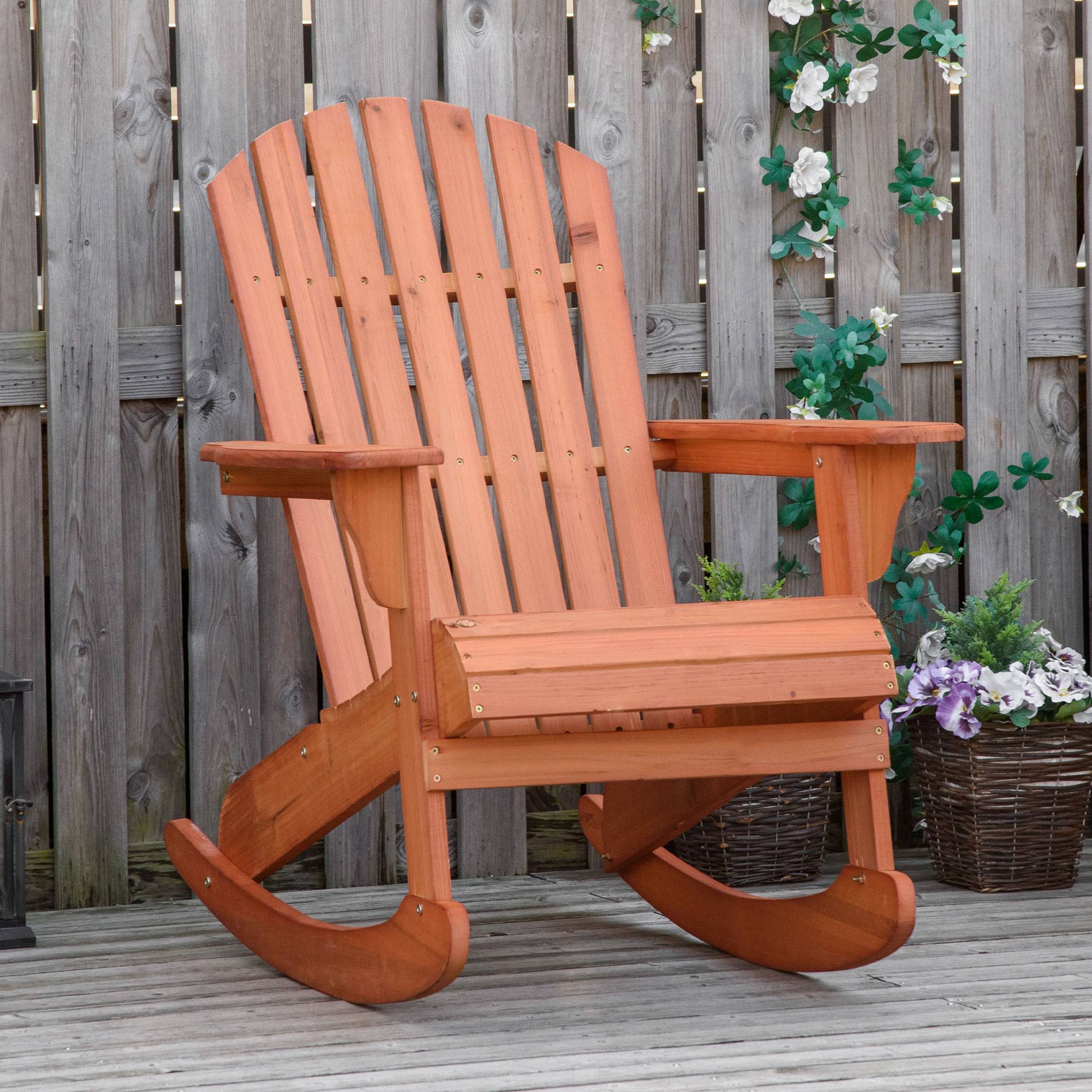 Fauteuil à bascule bois sapin jardin assise ergonomique 77x94x97cm teck - ComfortXL Outdoor Living - Image 3