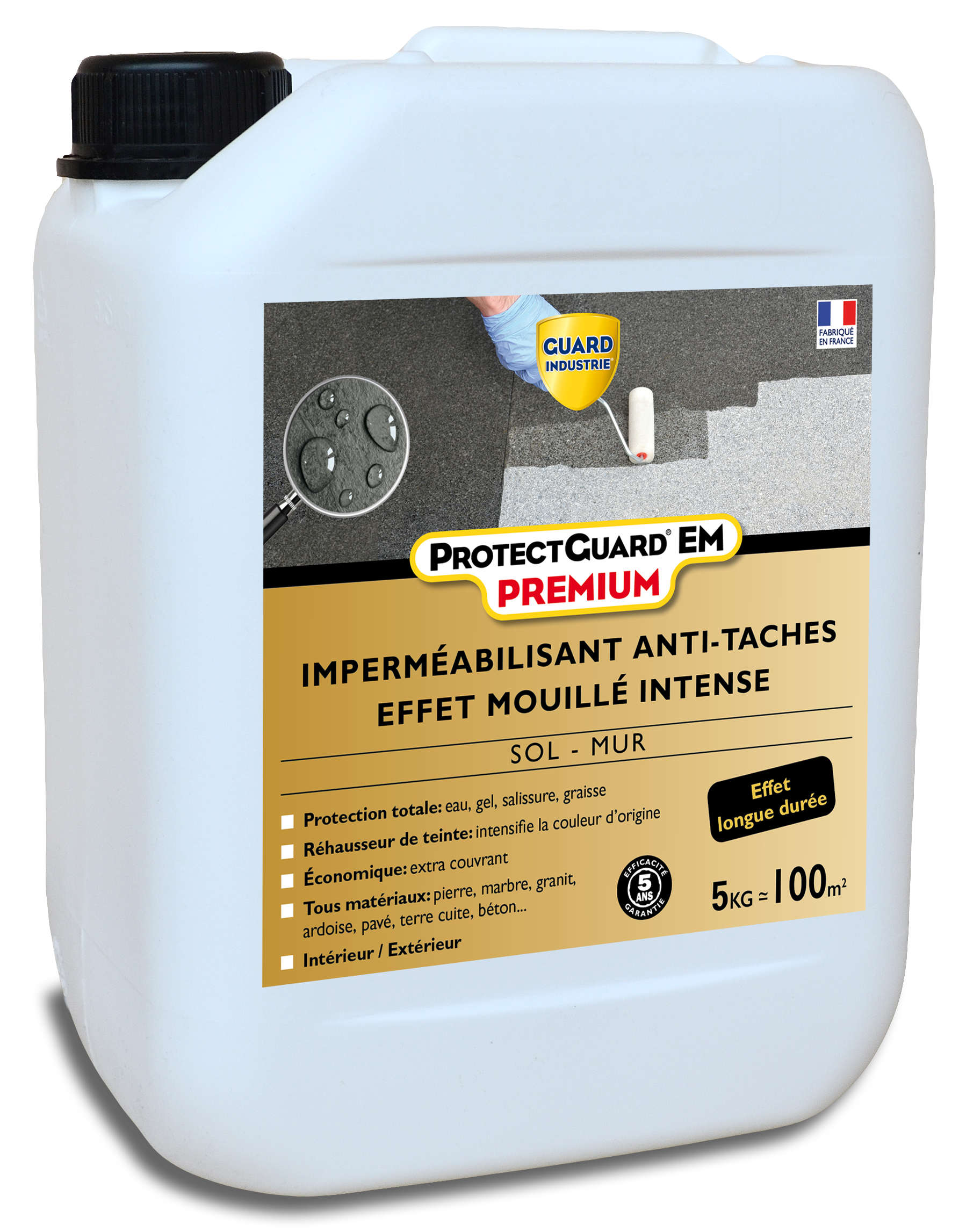 Imperméabilisant Antitache Effet mouillé intense ProtectGuard EM 5L traite 100m² - Image 1