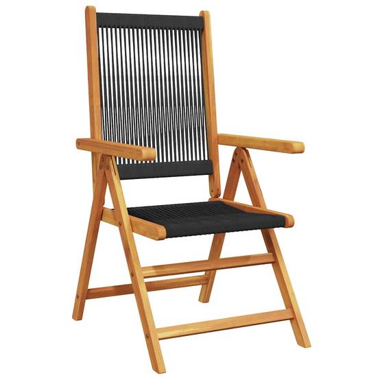 Grand Salon de Jardin Ovale Pliant 6 Personnes Bois et Polyrotin pour Extérieur Noir – ComfortXL Outdoor Living - Image 4
