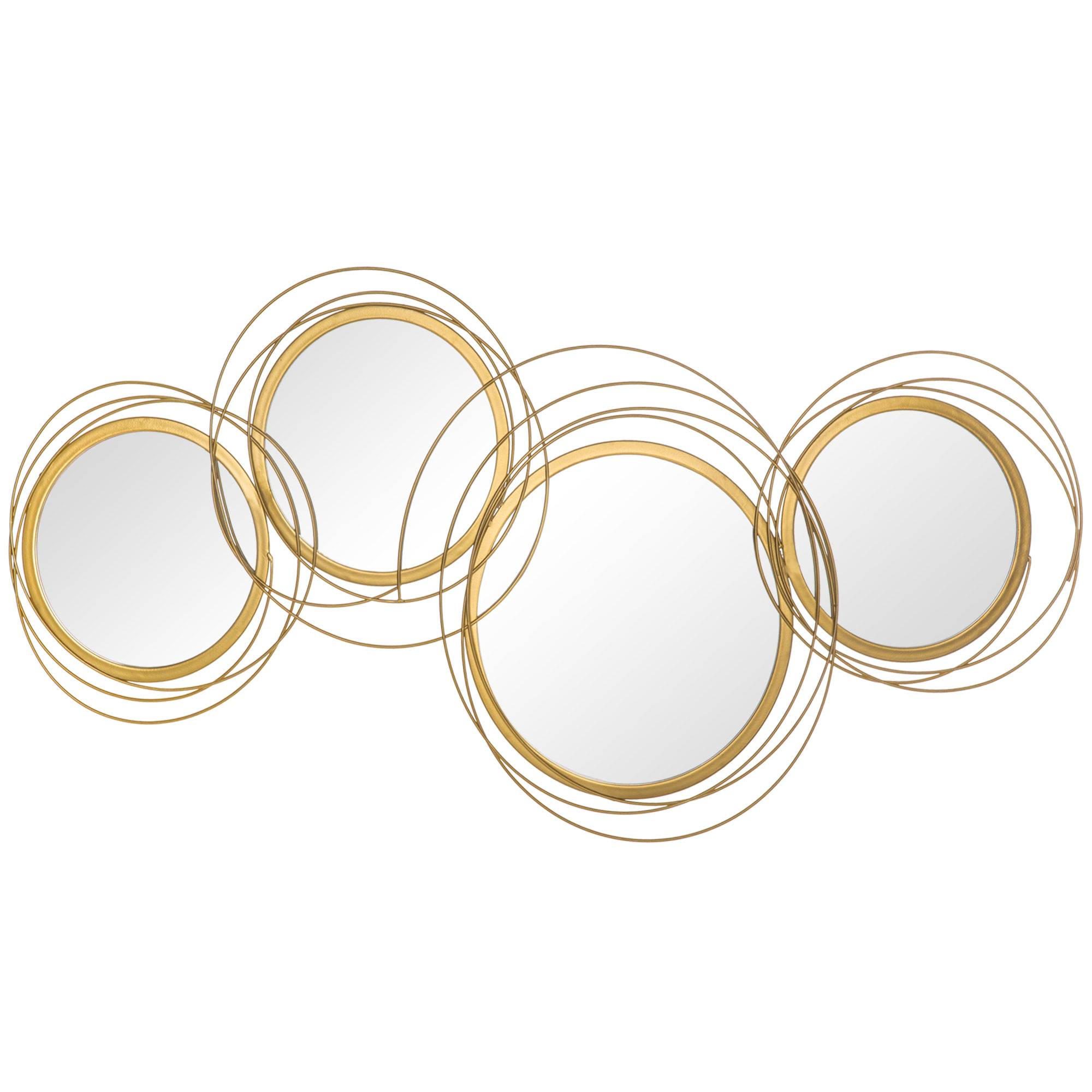 Sans Marque - Décoration murale métal 3D miroir rond 107x56 cm doré - Image 2