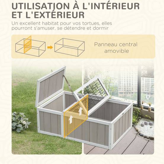 Enclos pour tortue bois de sapin naturel 91.5 x 61 x 33 cm - PANGIVO - Image 9