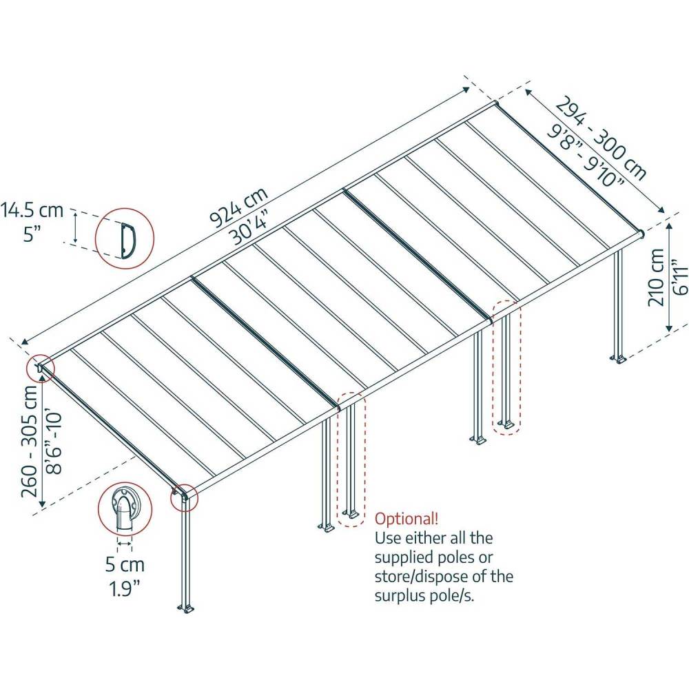 Canopia - Canopia Pergola Olympia 3X9,2 Blanche - Imagen 3