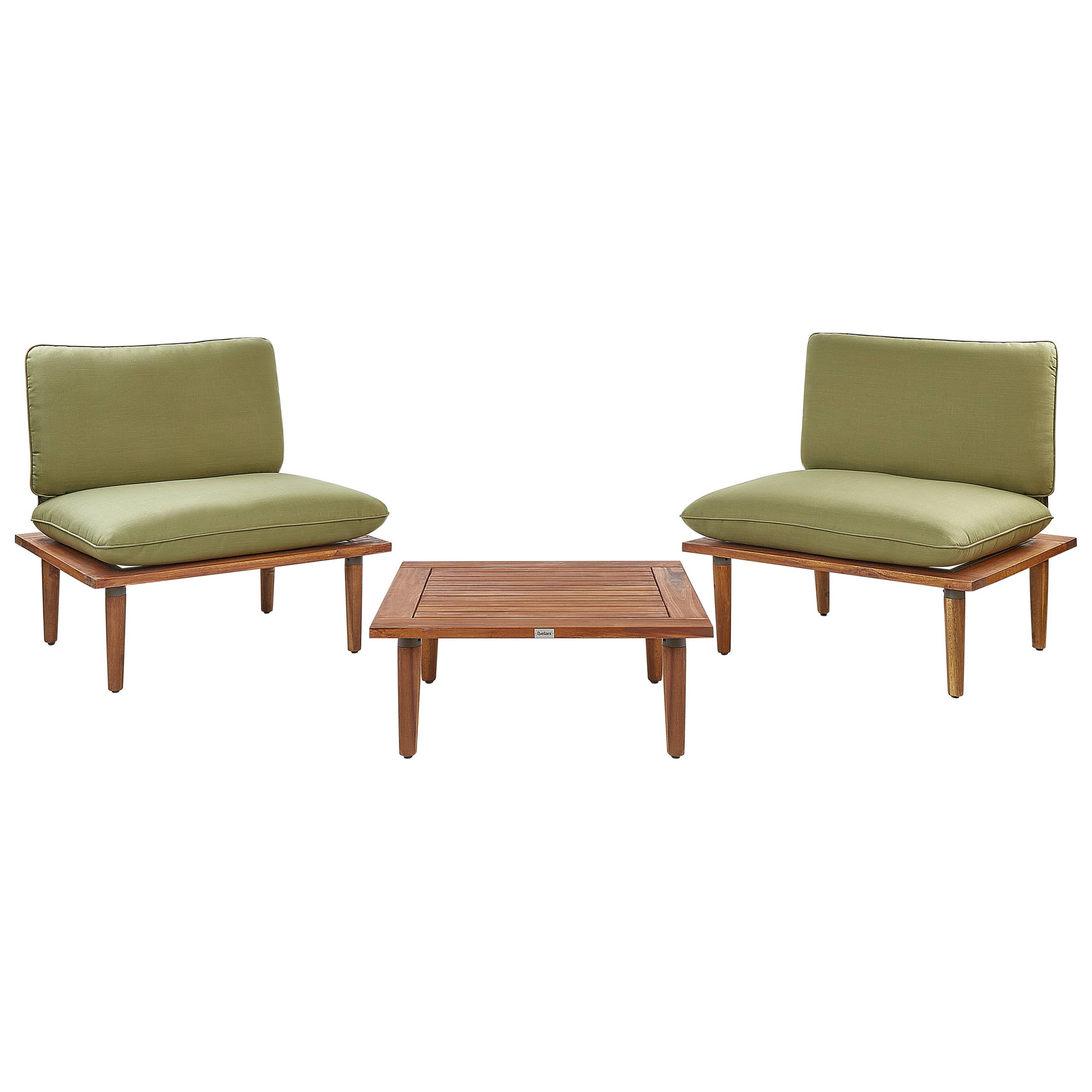 Beliani - Set de jardin, 2 Personnes Bois d'acacia certifié Vert olive FRASCATI - Beliani - Imagen 2