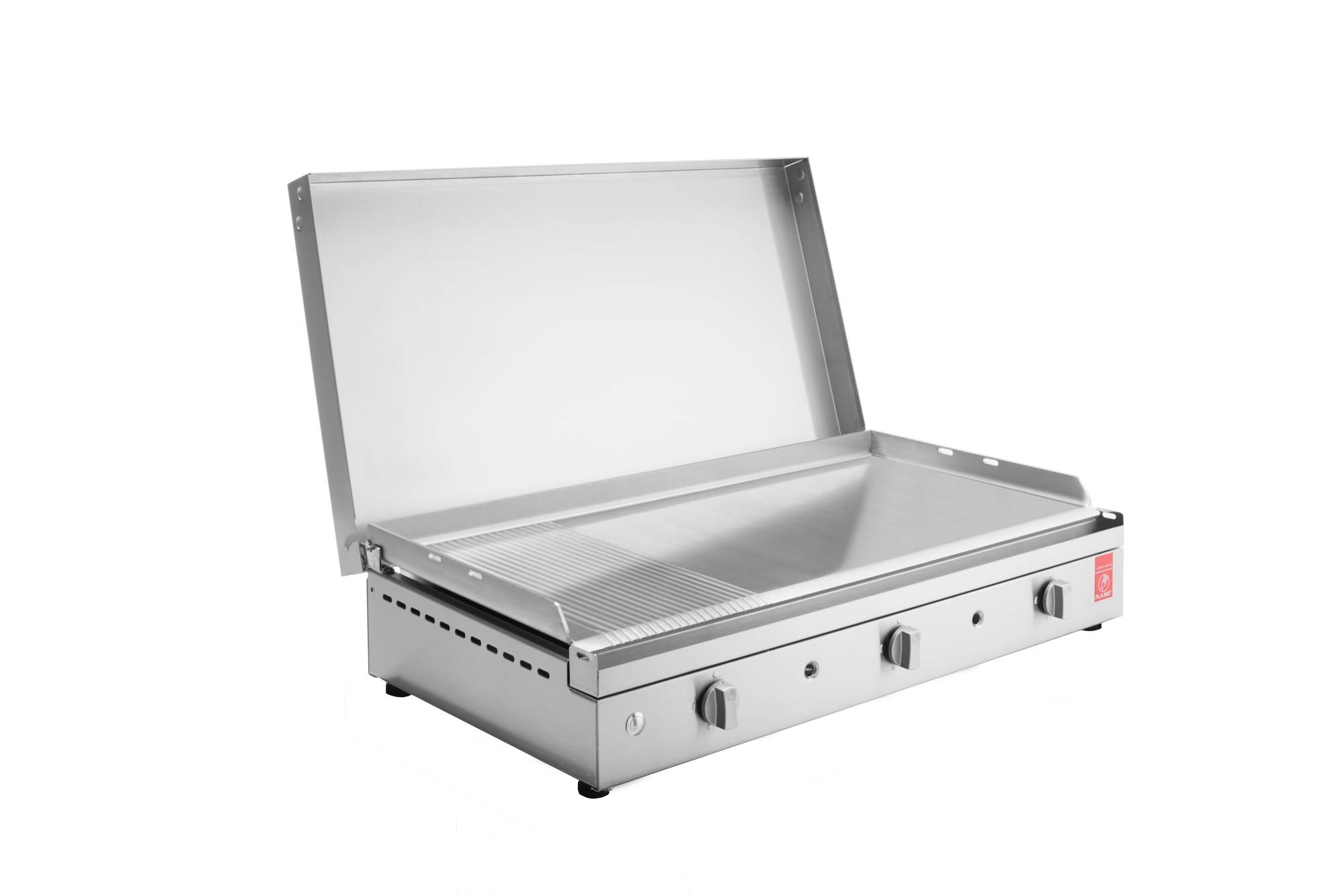 Plancha Planet - Plancha CHEF 80 Lisse Rainurée + Couvercle à Charnières - Imagen 1