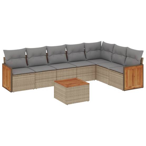 Salon de jardin 8 places beige résine tressée avec table basse et rangement – ComfortXL Outdoor Living - Image 2