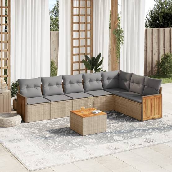 Salon de jardin 8 places beige résine tressée avec table basse et rangement – ComfortXL Outdoor Living - Image 1