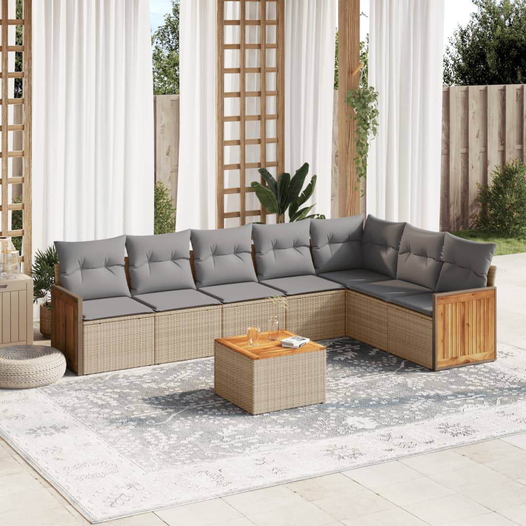 Salon de jardin 8 places beige résine tressée avec table basse et rangement – ComfortXL Outdoor Living - Image 1
