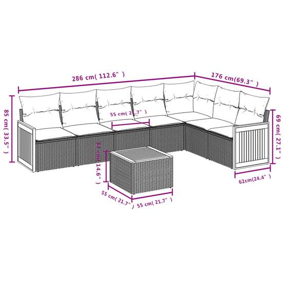 Salon de jardin 8 places beige résine tressée avec table basse et rangement – ComfortXL Outdoor Living - Image 3