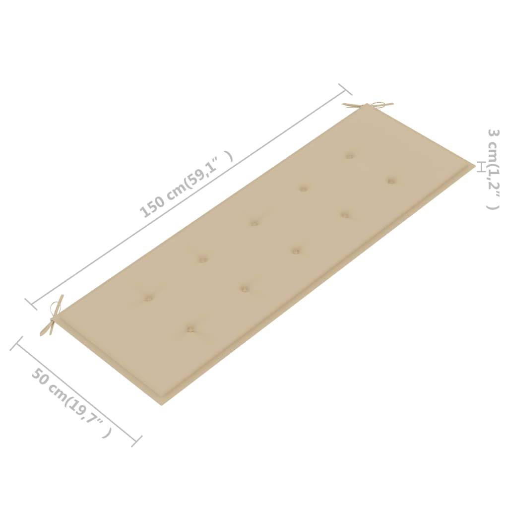 Helloshop26 - Banc de jardin meuble de patio d'extérieur terrasse avec coussin 157 cm bois d'acacia massif - Imagen 8