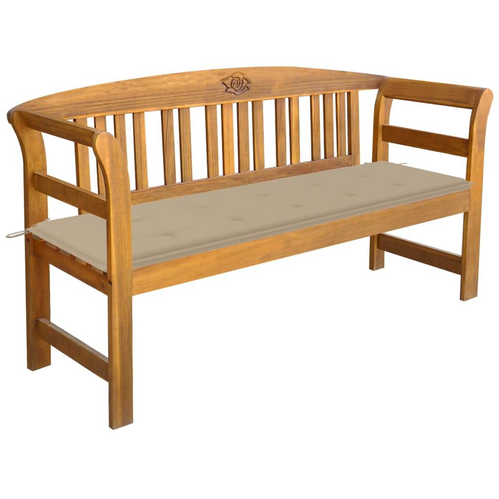 Helloshop26 - Banc de jardin meuble de patio d'extérieur terrasse avec coussin 157 cm bois d'acacia massif - Imagen 1