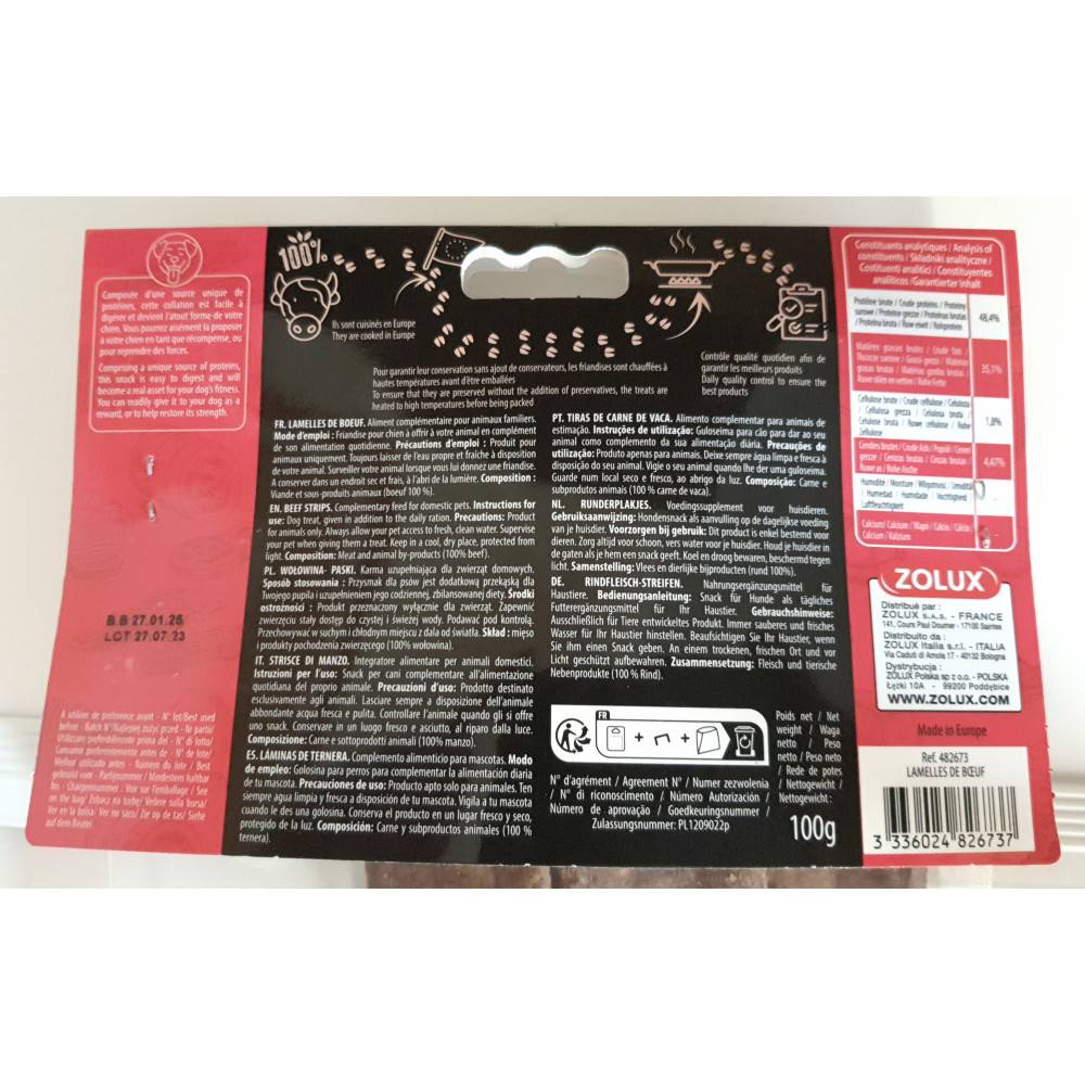 Zolux - Friandises 4 lamelles de bœuf 100 g pour chien - Image 3
