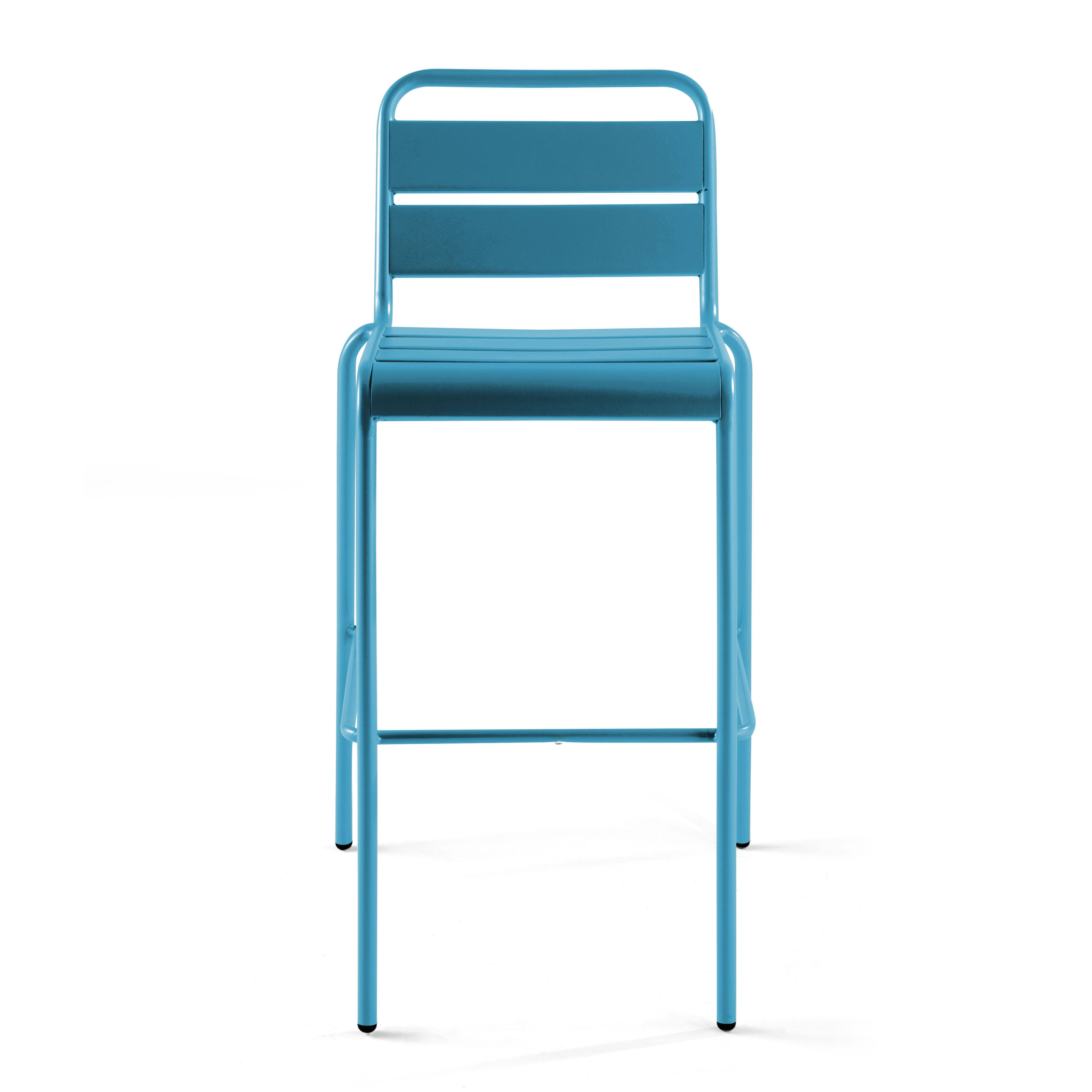 Oviala - Chaise haute de jardin en métal bleu pacific Palavas - Oviala - Imagen 5