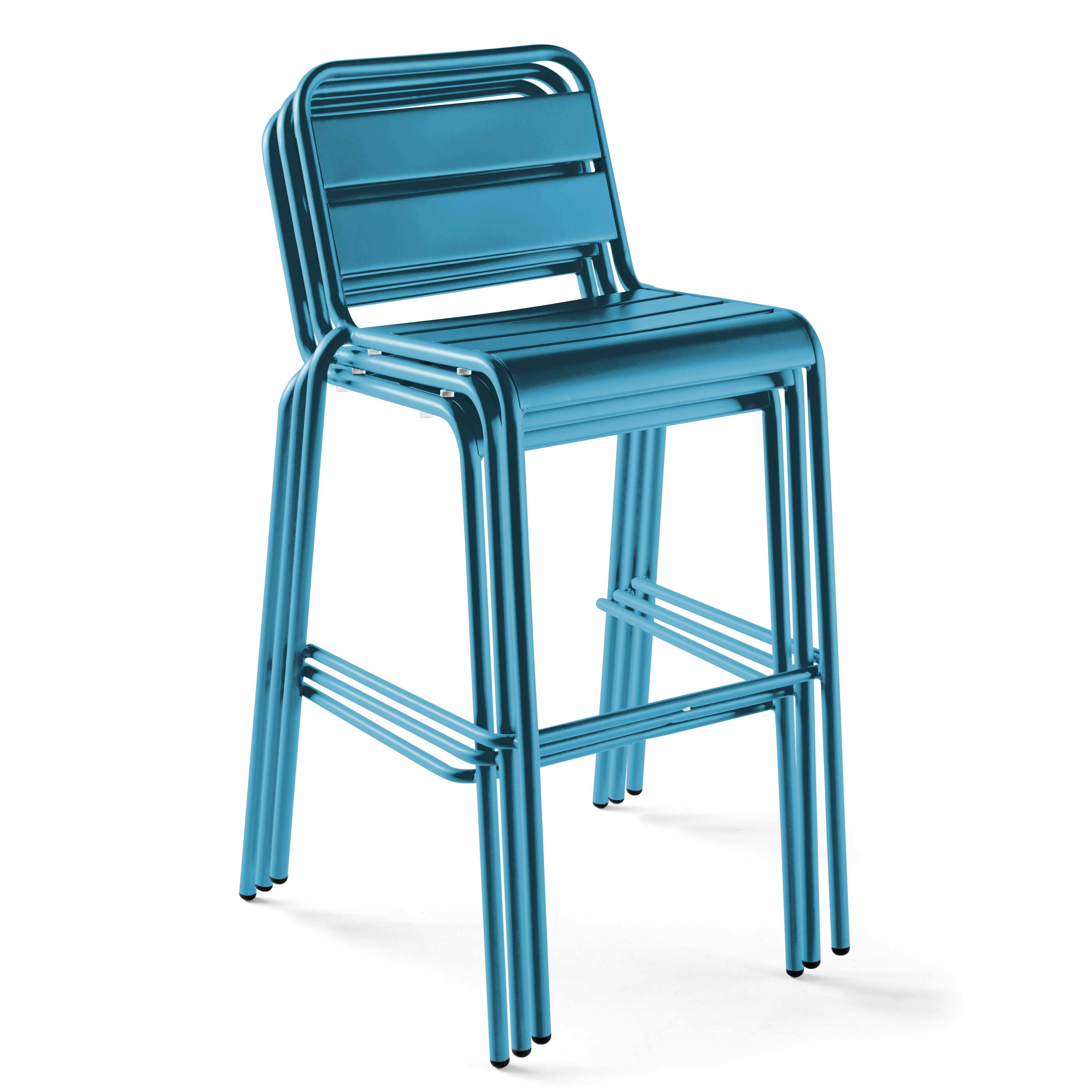 Oviala - Chaise haute de jardin en métal bleu pacific Palavas - Oviala - Imagen 3