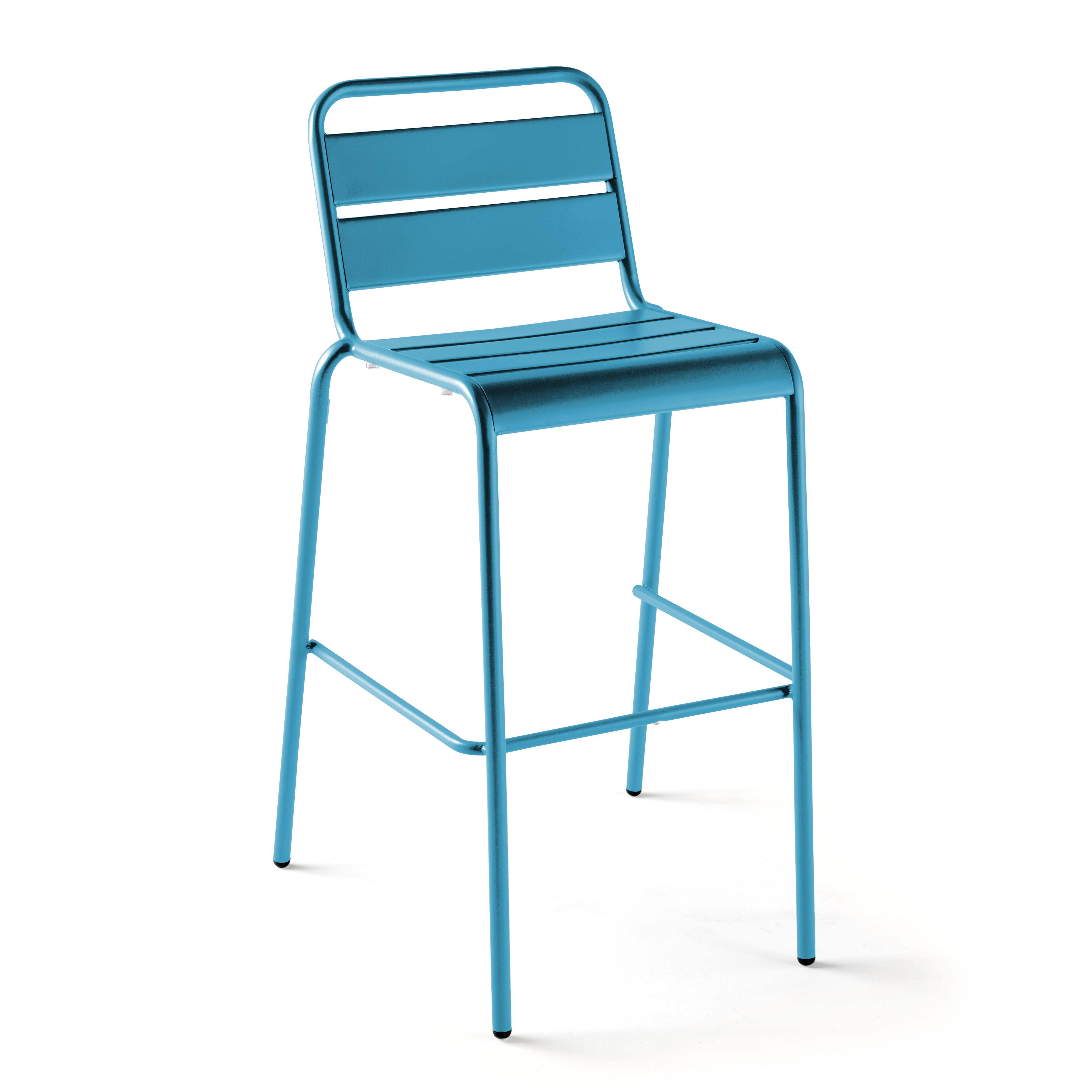 Oviala - Chaise haute de jardin en métal bleu pacific Palavas - Oviala - Imagen 1