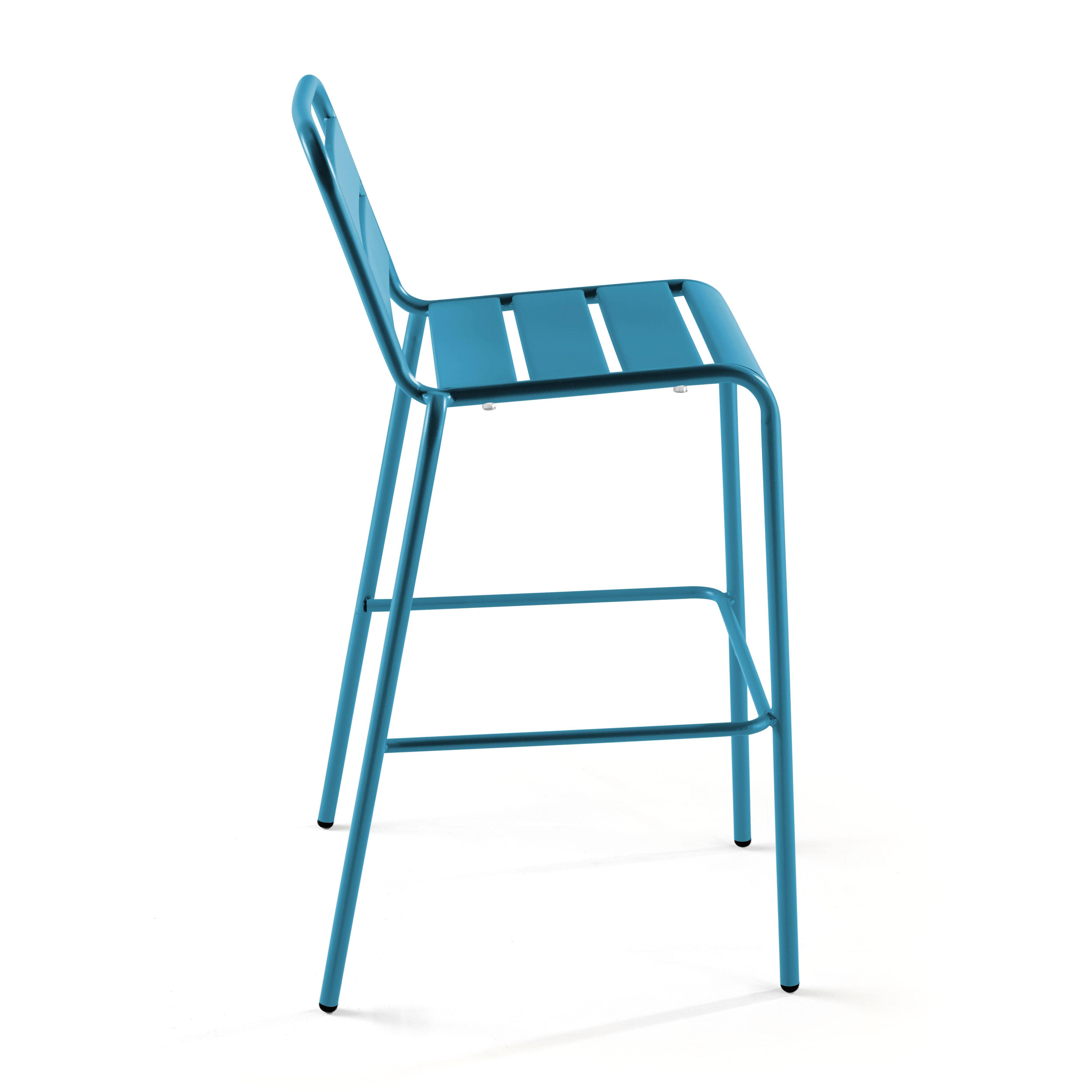Oviala - Chaise haute de jardin en métal bleu pacific Palavas - Oviala - Imagen 2