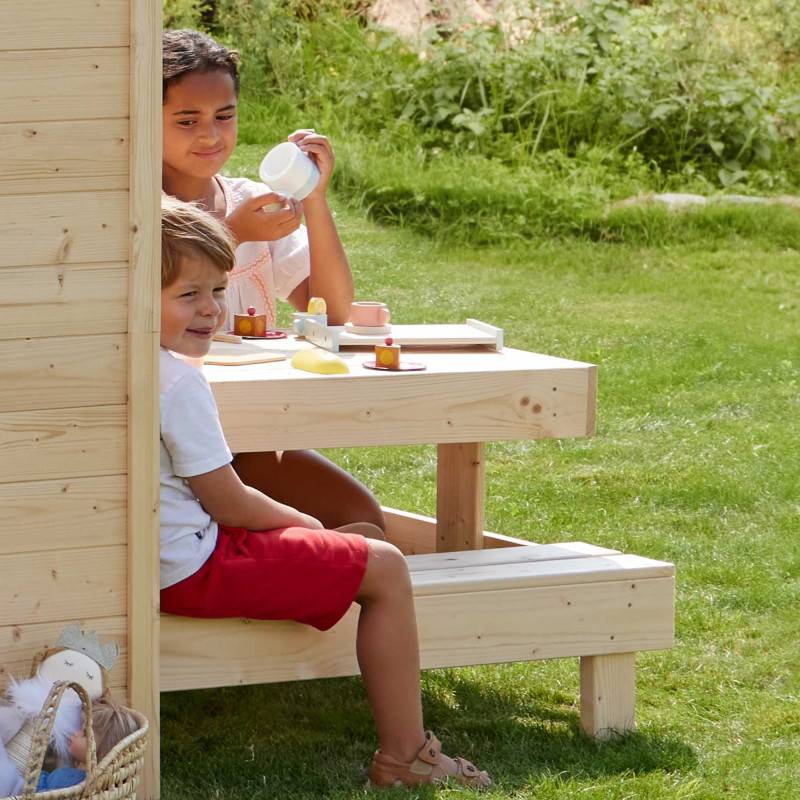 Soulet - Cabane en bois enfant cuisine et table BLANCHE - Imagen 6