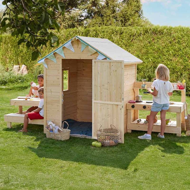 Soulet - Cabane en bois enfant cuisine et table BLANCHE - Imagen 2