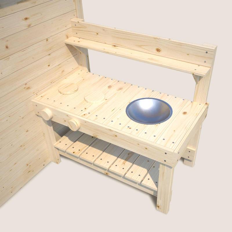Soulet - Cabane en bois enfant cuisine et table BLANCHE - Imagen 5
