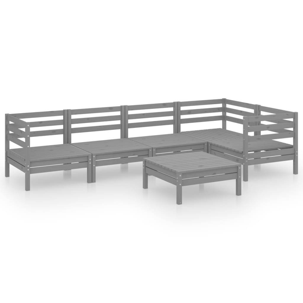 Helloshop26 - Salon de jardin meuble d'extérieur ensemble de mobilier 6 pièces bois de pin massif gris - Imagen 1