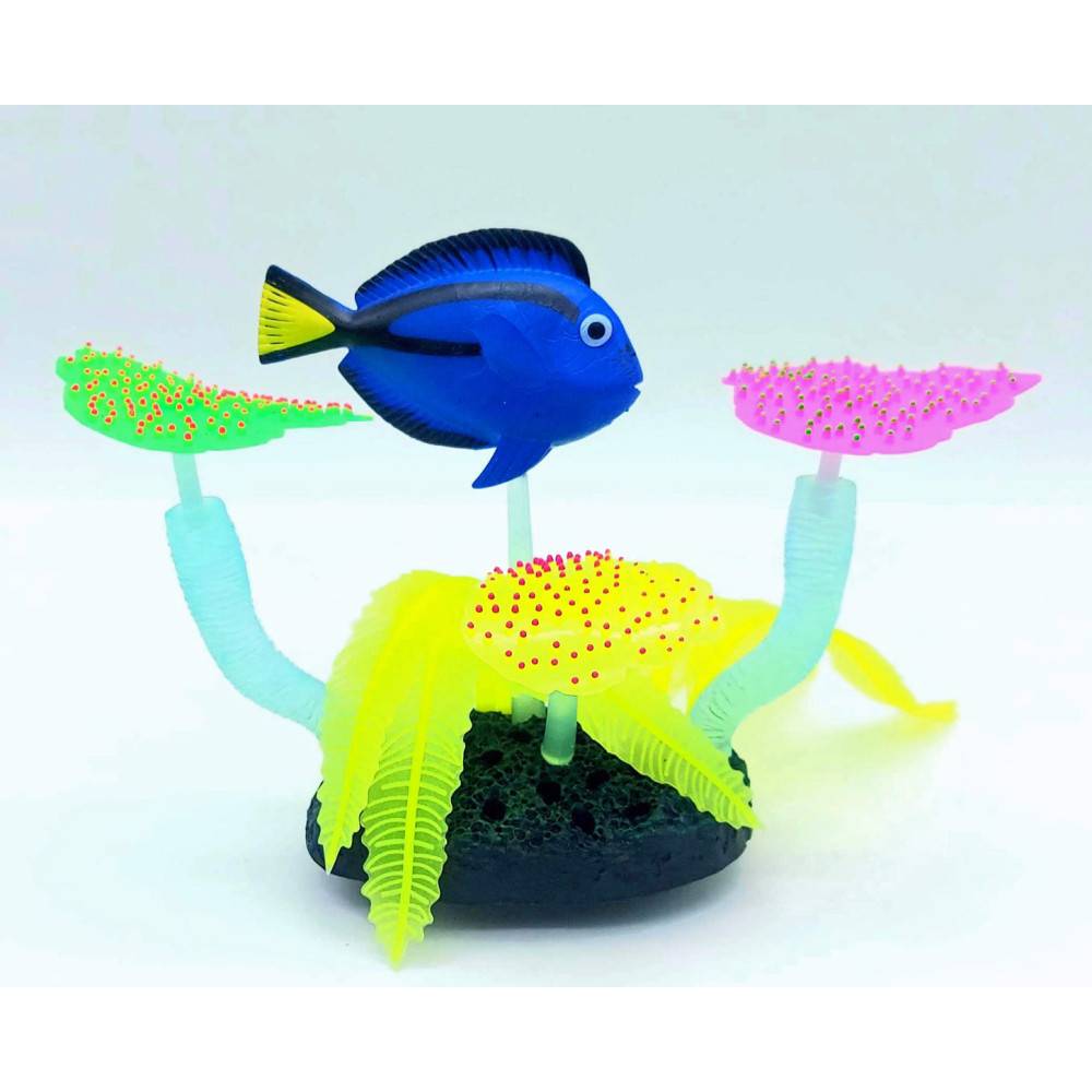 1 Décoration Aquarium fluo poisson bleu 14 x 5 x 9 cm couleur aléatoire. - Imagen 1