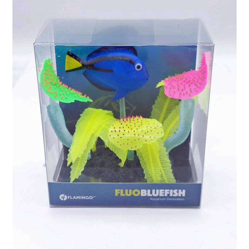 1 Décoration Aquarium fluo poisson bleu 14 x 5 x 9 cm couleur aléatoire. - Imagen 2