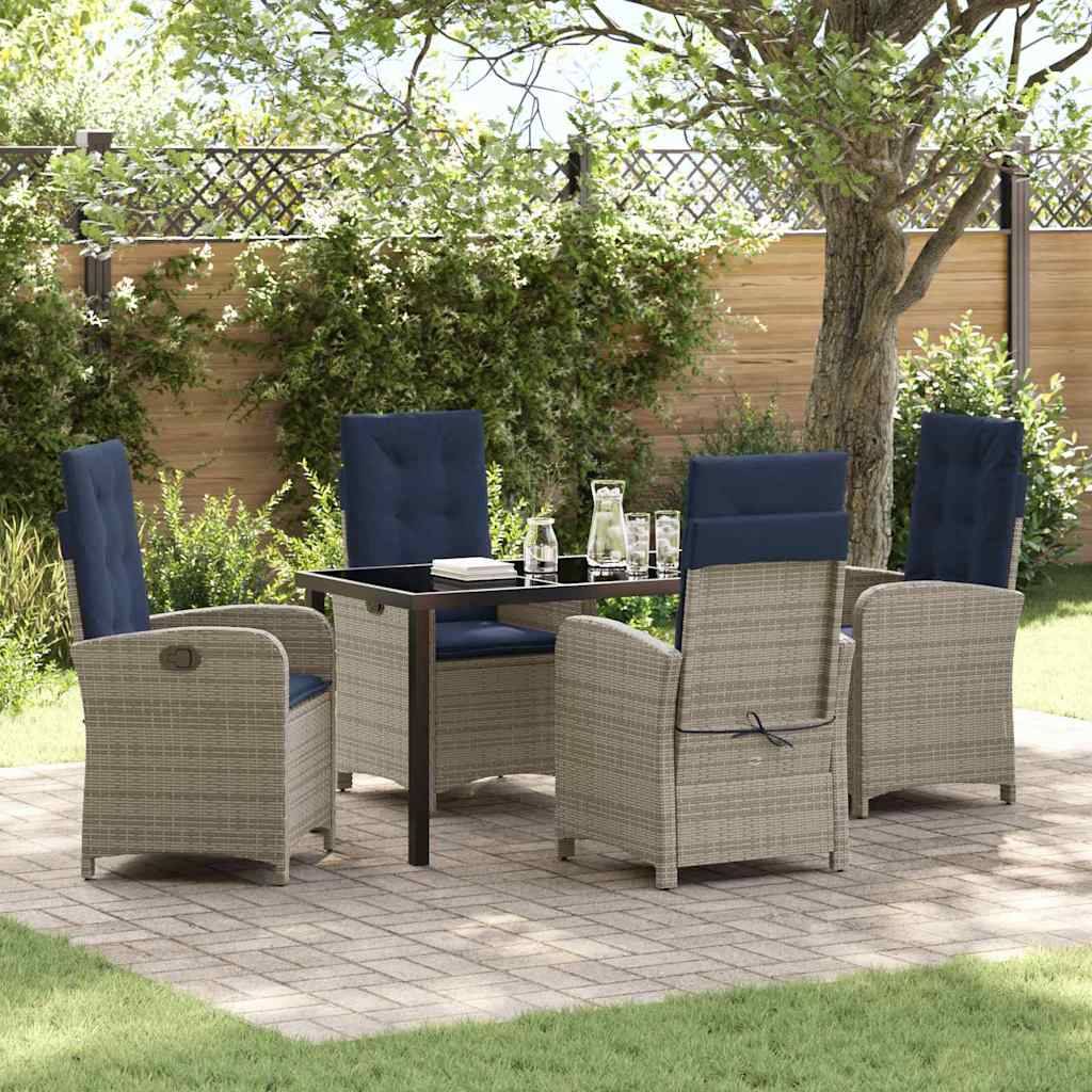 Ensemble table et chaises de jardin 5 pcs en polyrotin pour 4 personnes mobilier extérieur Gris – ComfortXL Outdoor Living - Image 1