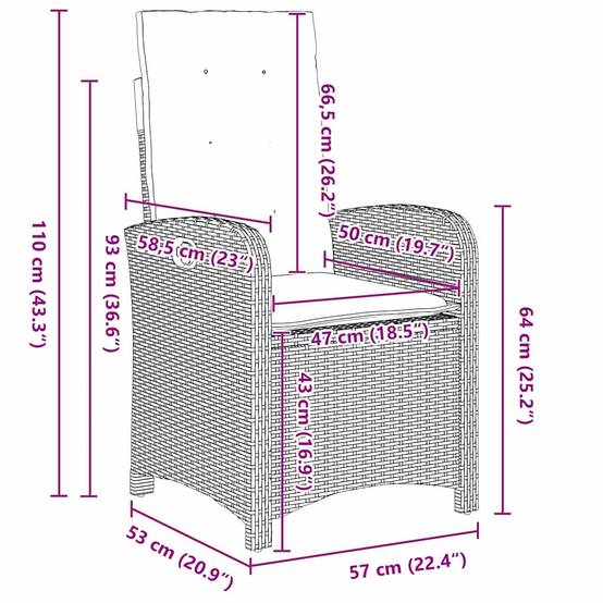 Ensemble table et chaises de jardin 5 pcs en polyrotin pour 4 personnes mobilier extérieur Gris – ComfortXL Outdoor Living - Image 8
