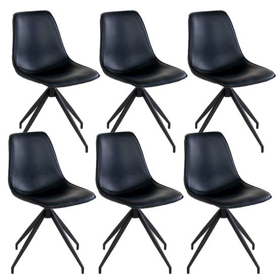 ALTOBUY - Lot de 6 Chaises Pivotantes Simili Cuir Noir - GOOP - Image 1
