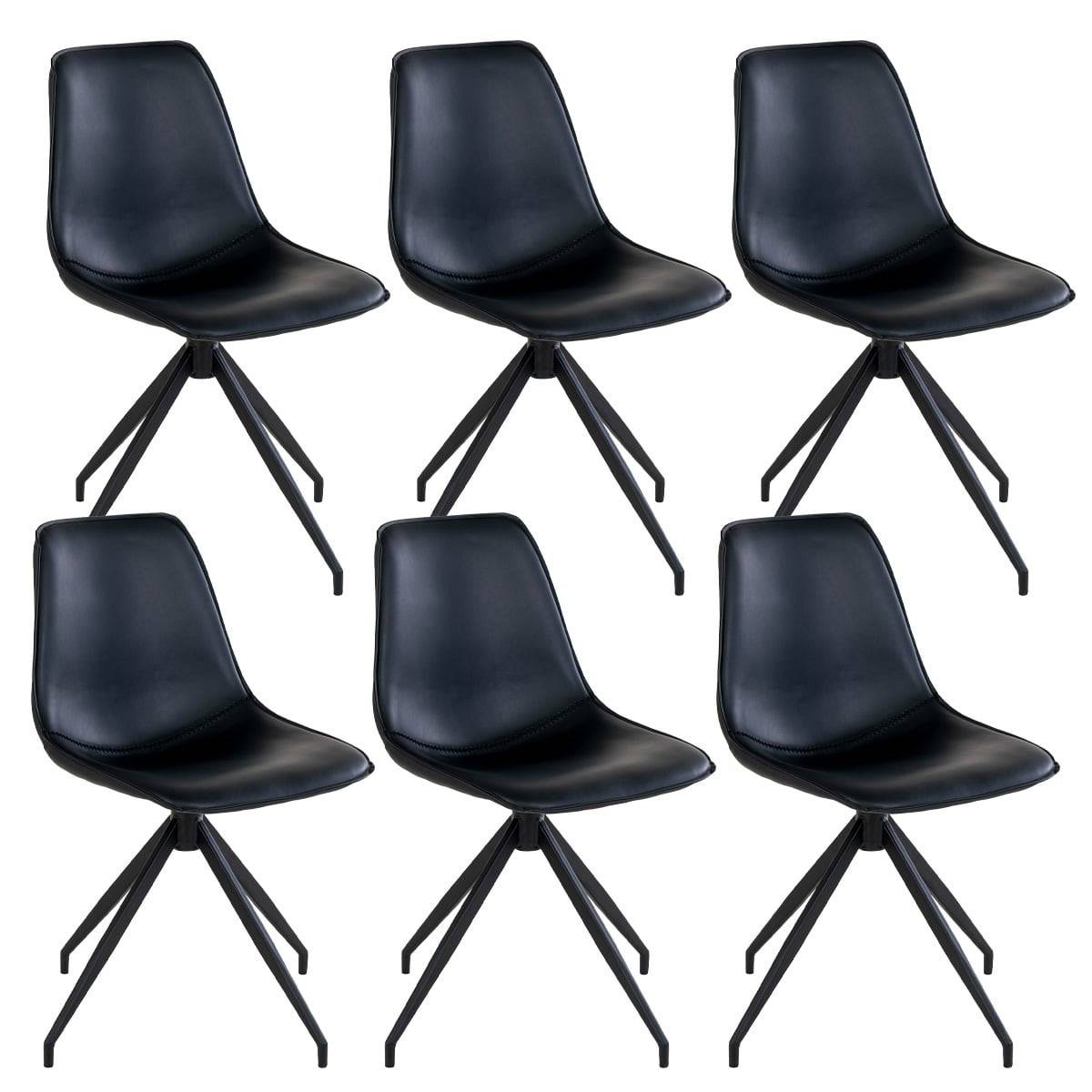 ALTOBUY - Lot de 6 Chaises Pivotantes Simili Cuir Noir - GOOP