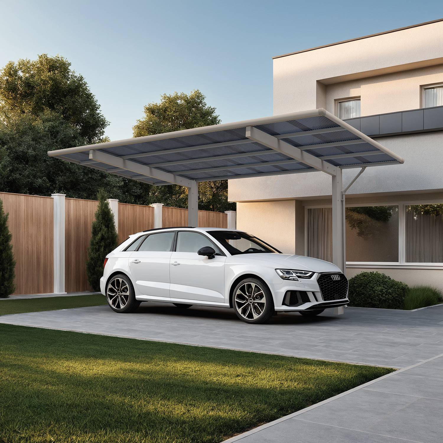 Carport WING - Type  80 Anodisé coloris inox brillant  Charge de toiture 100kgs/m² XIMAX - Image 2