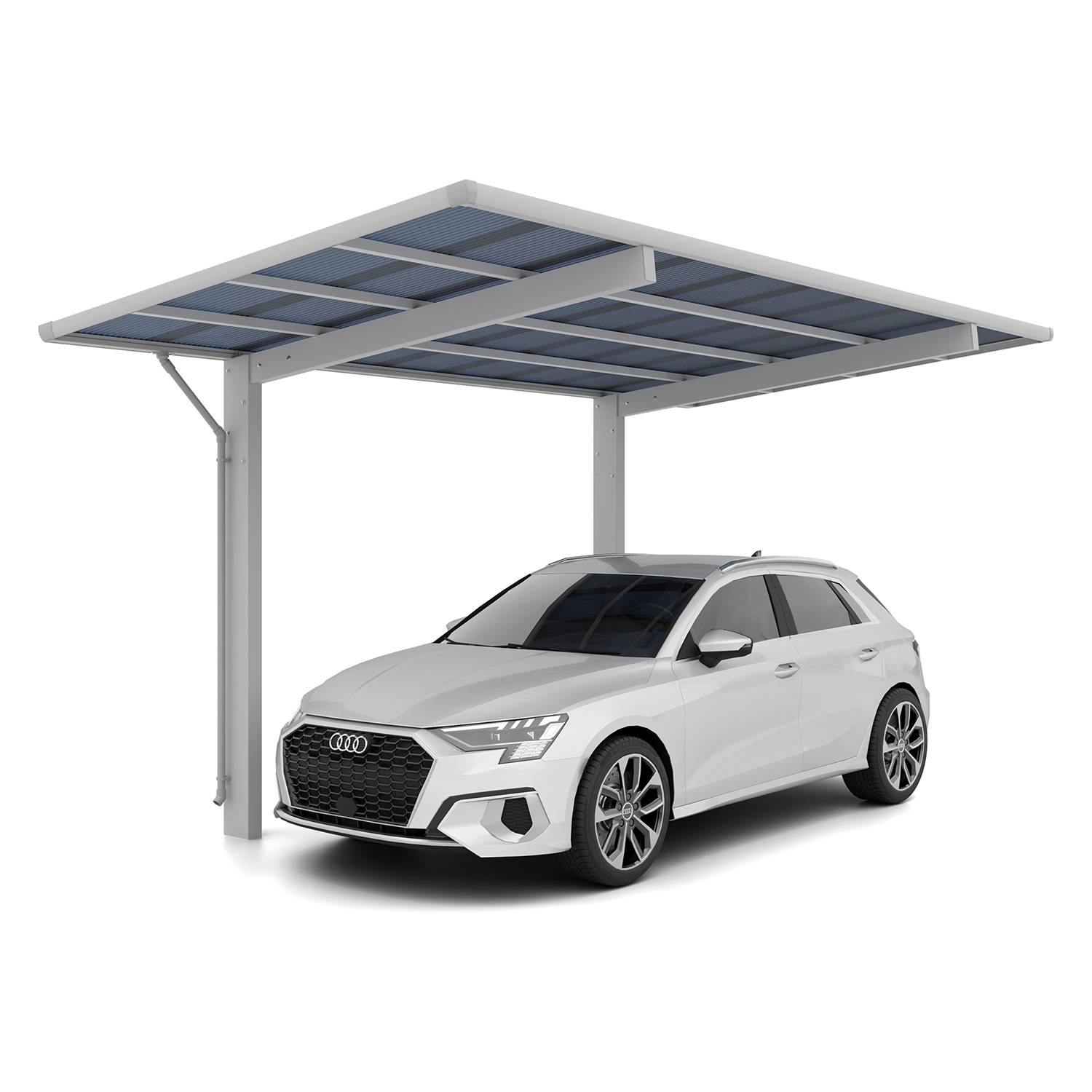 Carport WING - Type  80 Anodisé coloris inox brillant  Charge de toiture 100kgs/m² XIMAX - Image 1