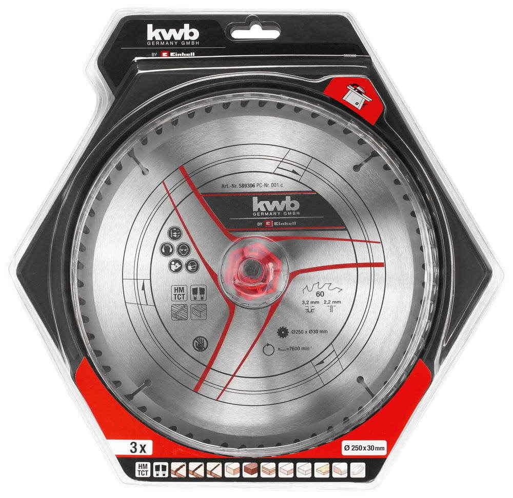 Kwb By Einhell - Set de lames pour scie sur table, diamètre 250x30x3,0mm - KWB by Einhell - Image 5